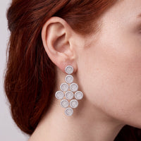 Mirage Disc Cascading Drop Earrings Silver-2