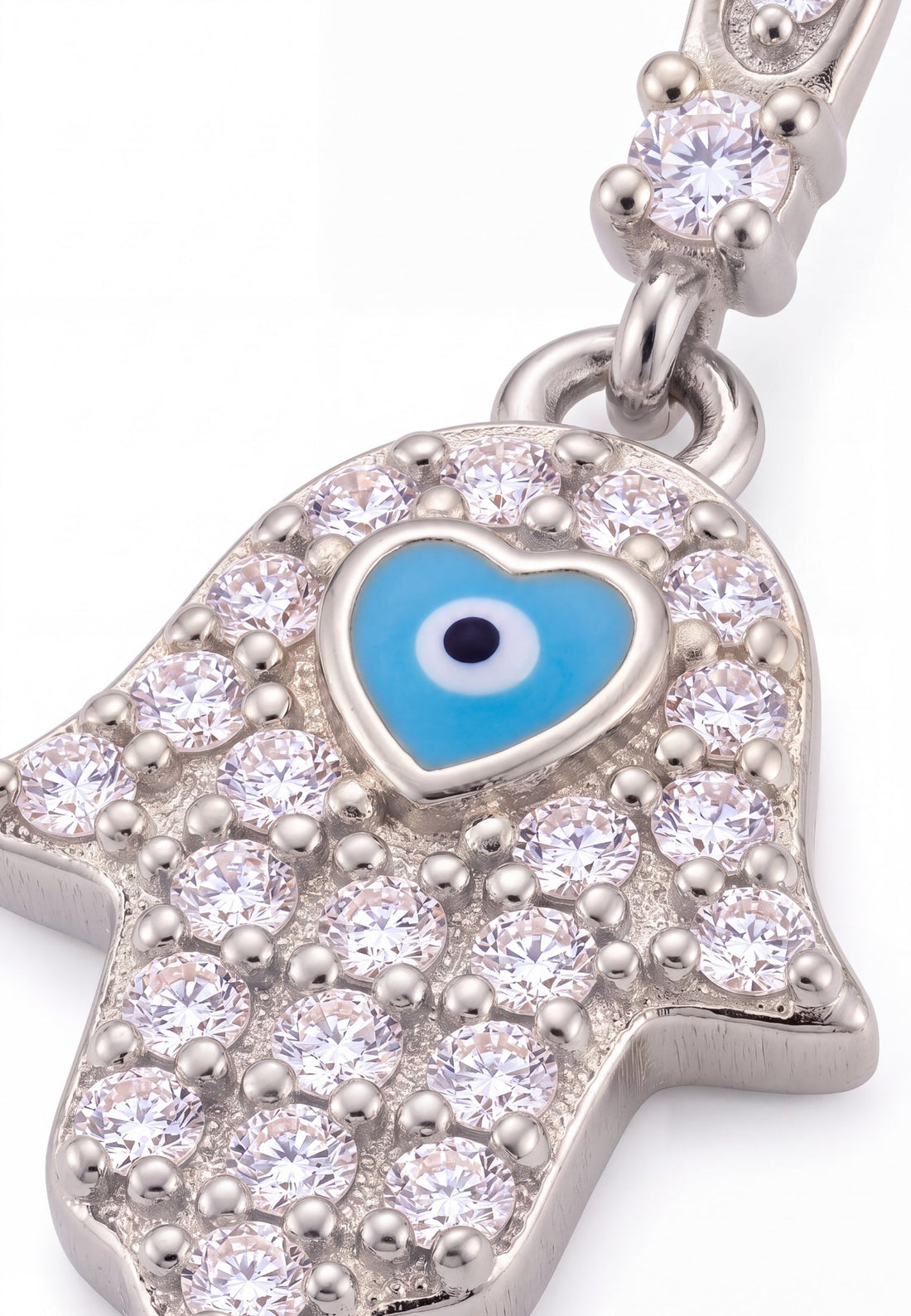 Hamsa Hand Drop Earrings Silver-2