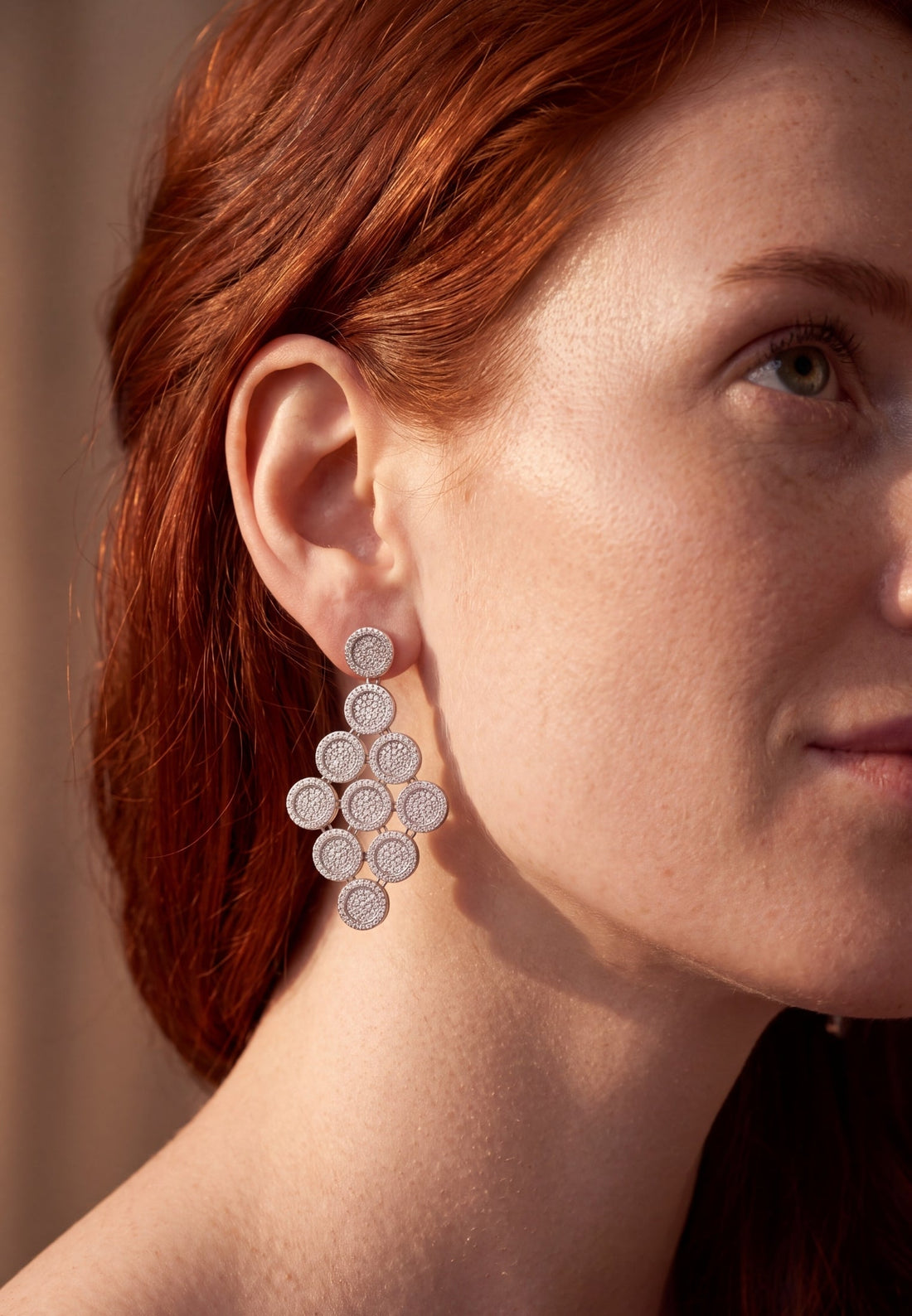 Mirage Disc Cascading Drop Earrings Silver-1