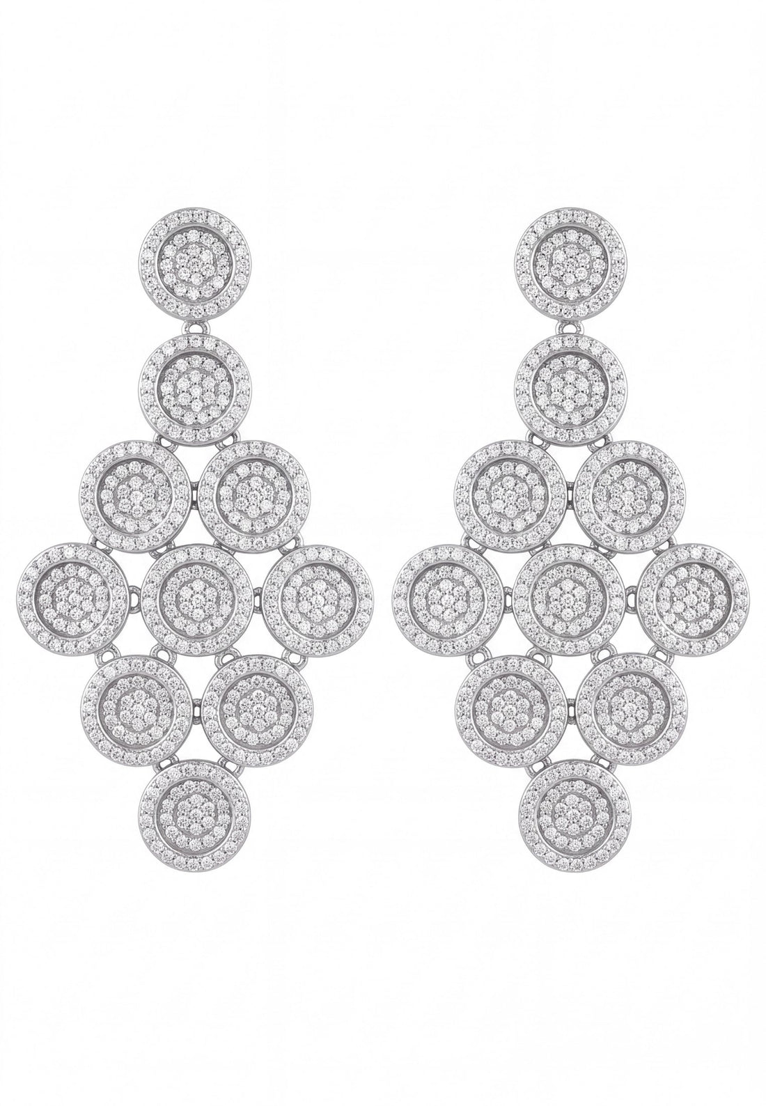 Mirage Disc Cascading Drop Earrings Silver-0