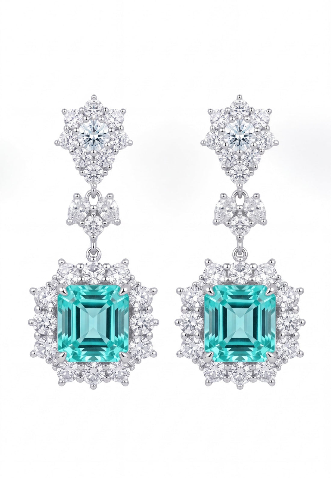 Arabella Aquamarine Drop Earrings Silver-0