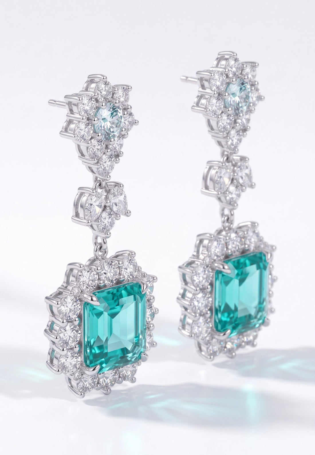 Arabella Aquamarine Drop Earrings Silver-3