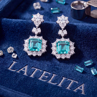 Arabella Aquamarine Drop Earrings Silver-4