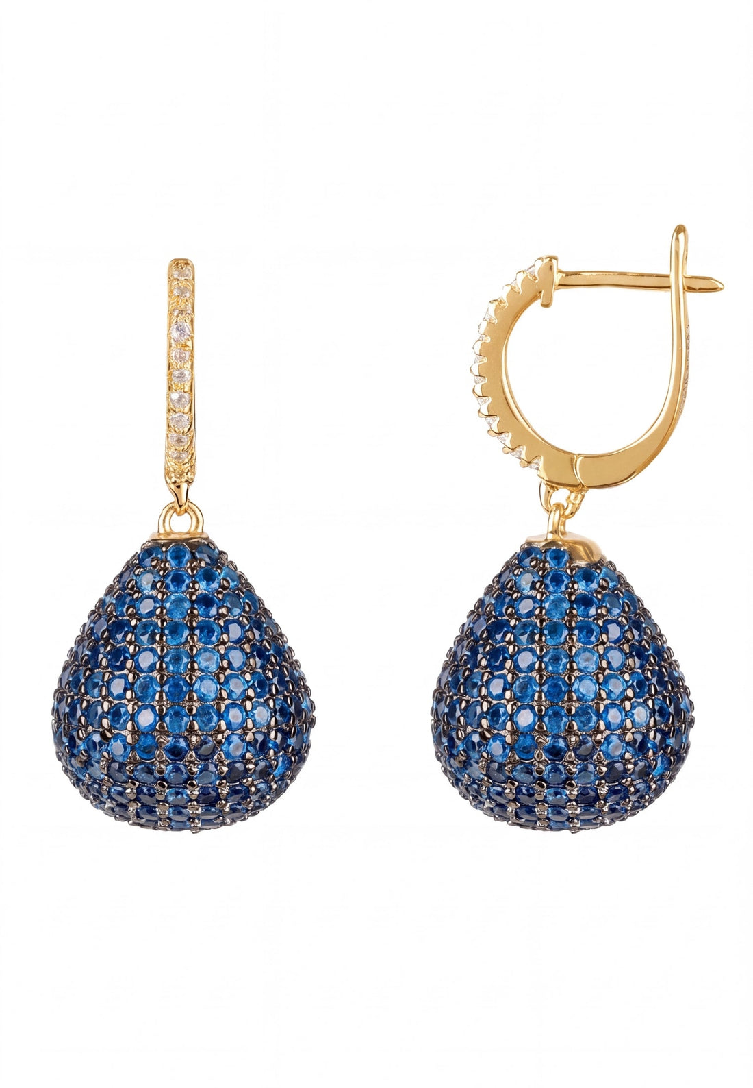 Valerie Pear Drop Gemstone Earrings Gold Sapphire Blue-2
