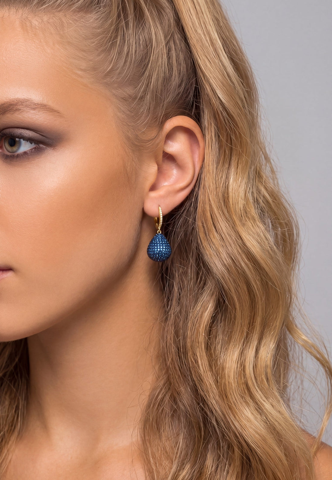 Valerie Pear Drop Gemstone Earrings Gold Sapphire Blue-3
