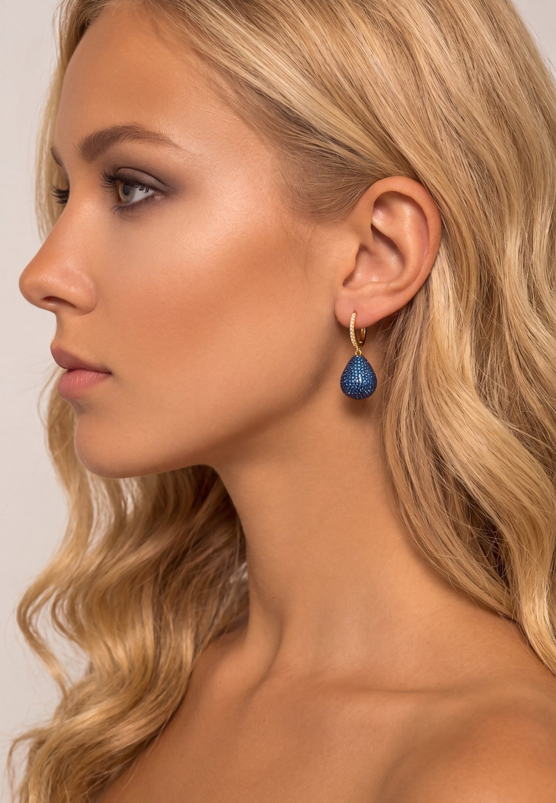 Valerie Pear Drop Gemstone Earrings Gold Sapphire Blue-1
