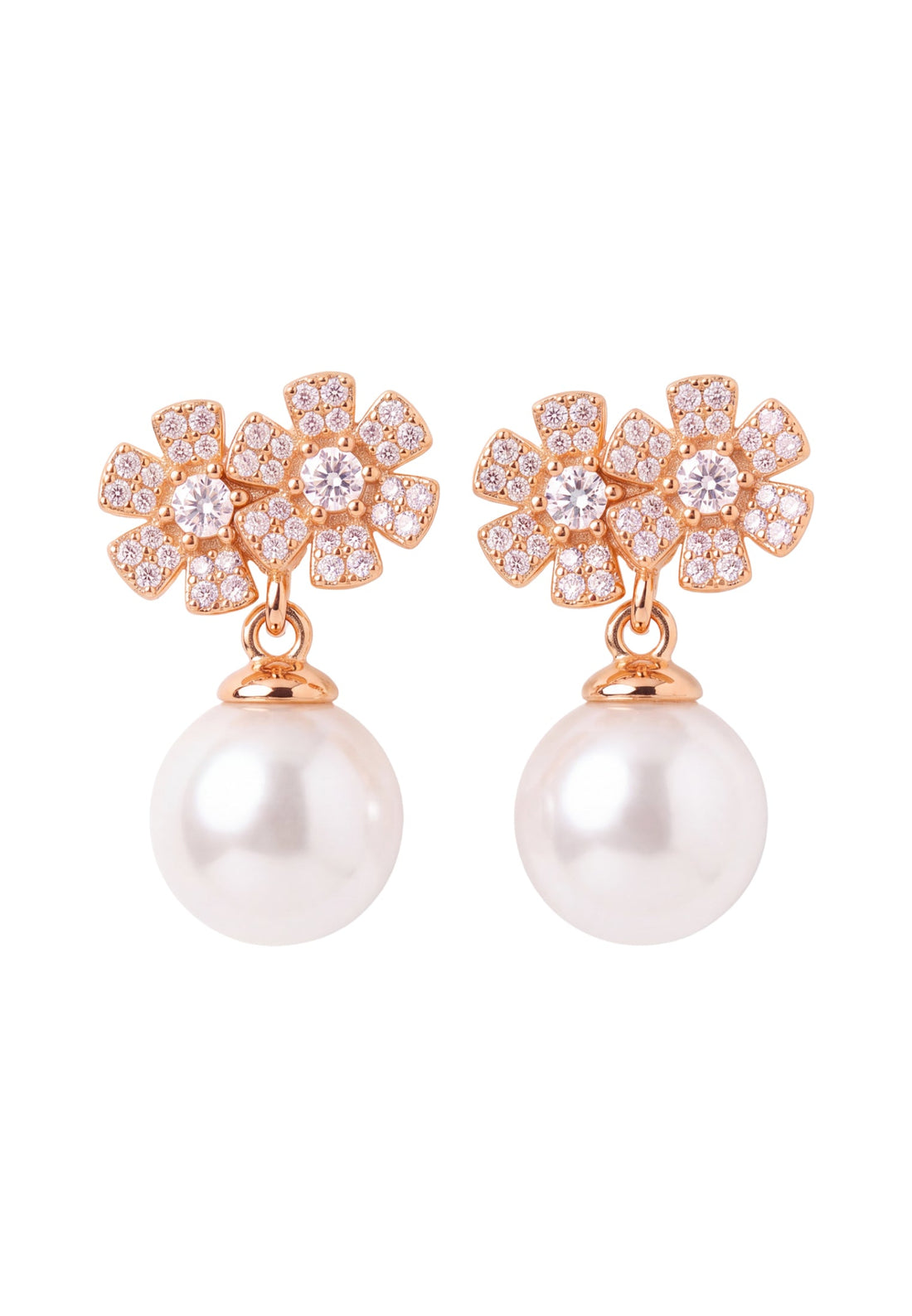 Bouquet And Pearl Drop Earrings Rosegold-0