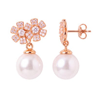 Bouquet And Pearl Drop Earrings Rosegold-3