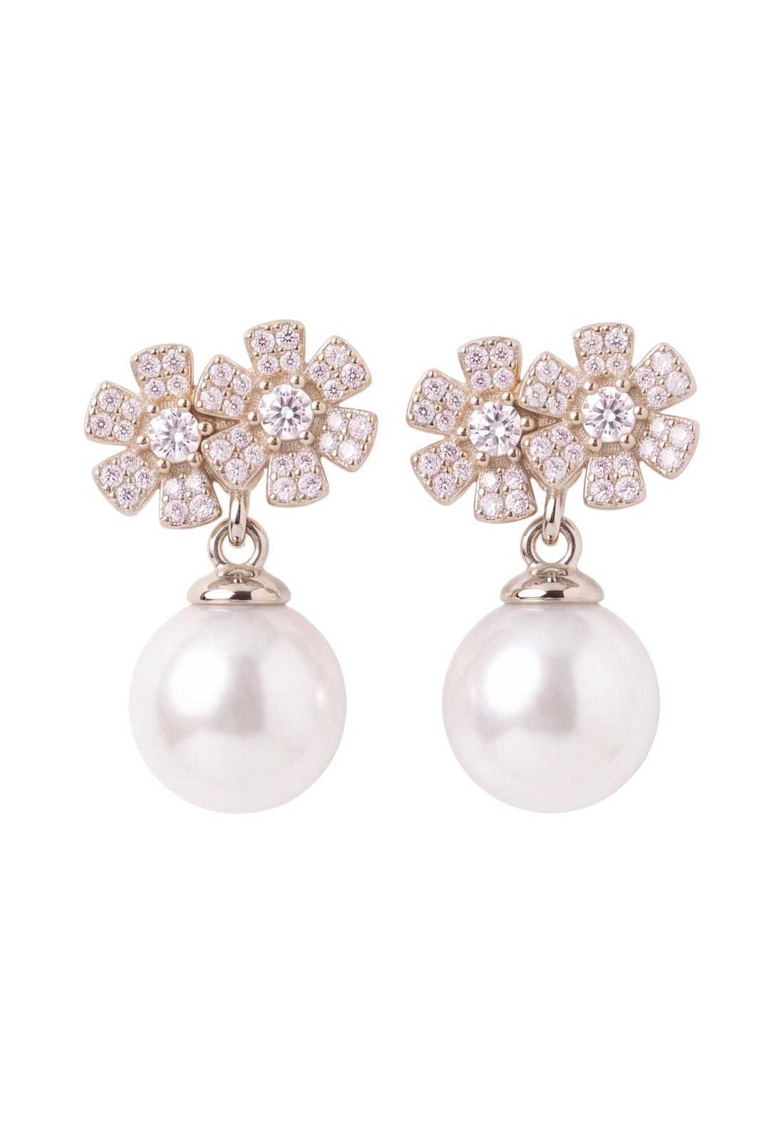 Bouquet And Pearl Drop Earrings Silver-0