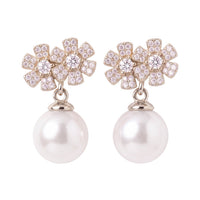 Bouquet And Pearl Drop Earrings Silver-0