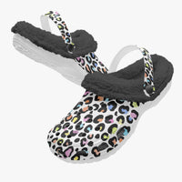 Multi Color Leopard Print White Base Lined Clogs