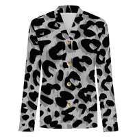 Grey Leopard Print Buttoned Cardigan