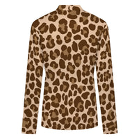 Brown Leopard Print Buttoned Cardigan