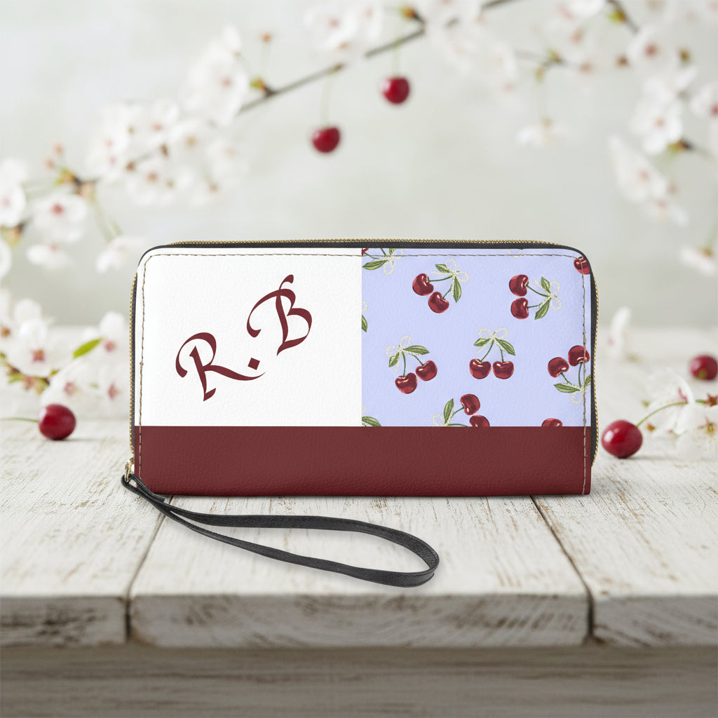 Red Wristlet Wallet | Personalized Wine & Blue Clutch