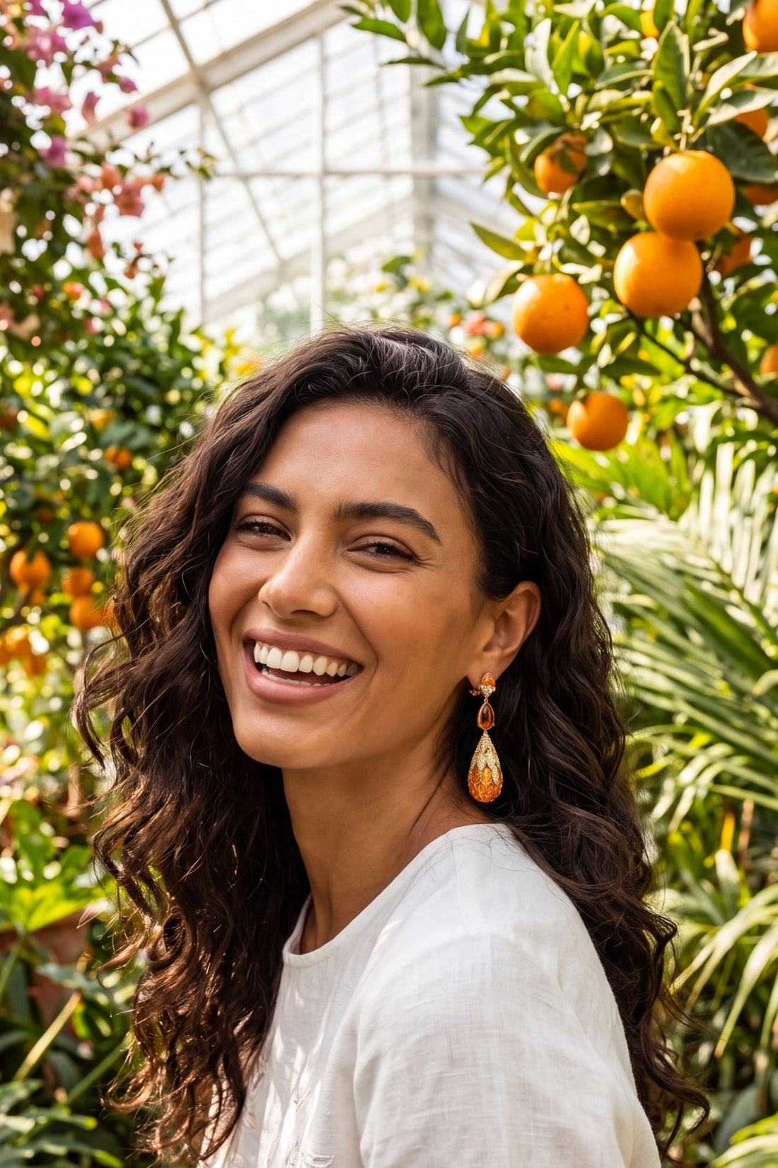 Carmen Fire Opal Drop Earrings Gold-4