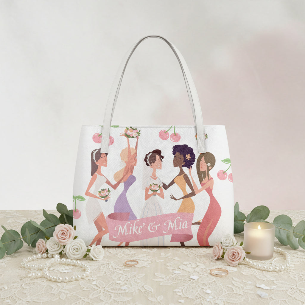 Bride Tote Bag, Cherry Bridal shower gift, Bachelorette Purse, Honeymoon handbag, Customized Wedding Bags