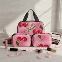 Pink Makeup Bag Set | Personalized 3 Piece Toiletry Organizer