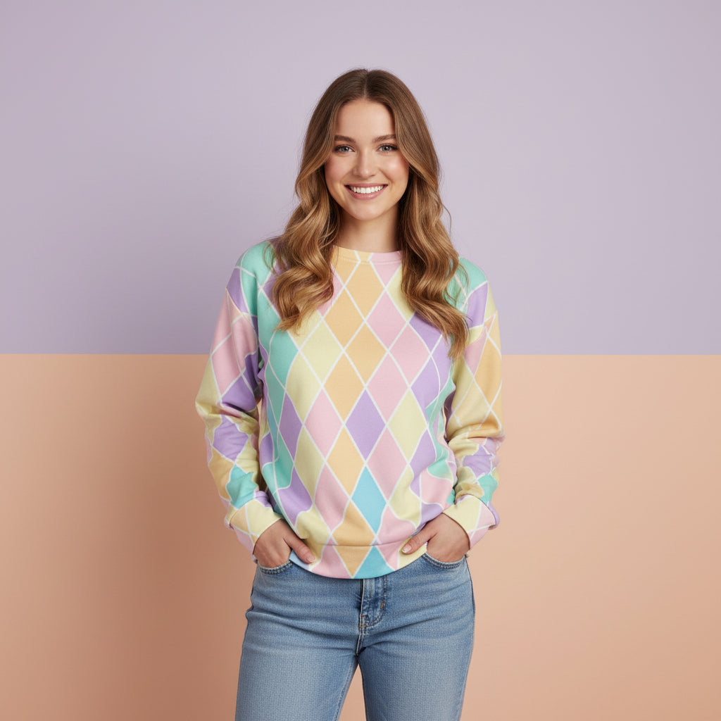 Diamond Pattern Sweater | Preppy Argyle Aesthetic Unisex Pullover