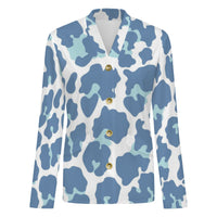 Pastel Blue Leopard Print Buttoned Cardigan