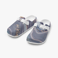 Women's Purple Glitter Marble Nursing Clogs Anti-Slip Work Shoes