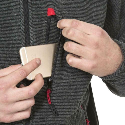 Trespass Jynx fleece jacket chest zip pocket shown holding a phone