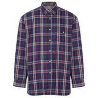 Champion men's blue plaid fleece-lined shirt with button front and chest pocket