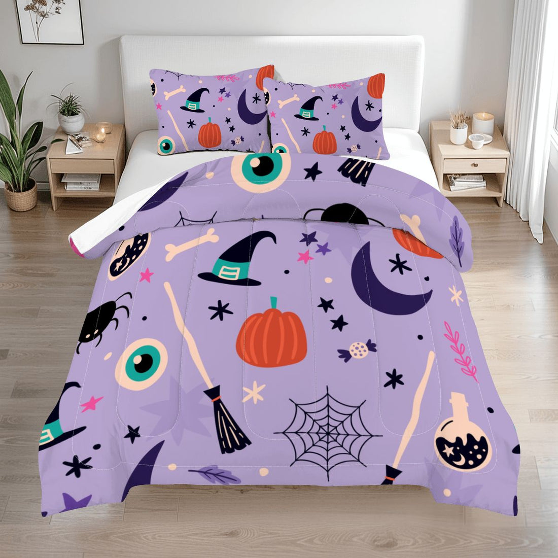 Purple Halloween Comforter Set Queen