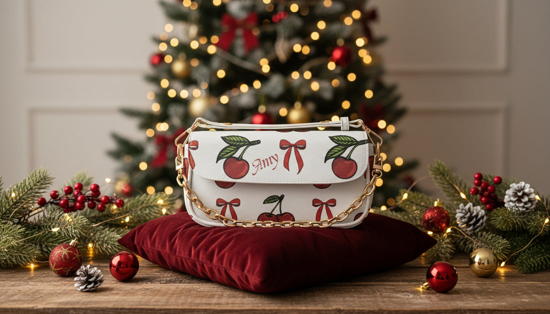 Custom Red Cherry Underarm Bag | Y2K Shoulder Purse with Chain Strap