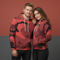 Crimson Red Camo Hoodie | Unisex Streetwear Pullover