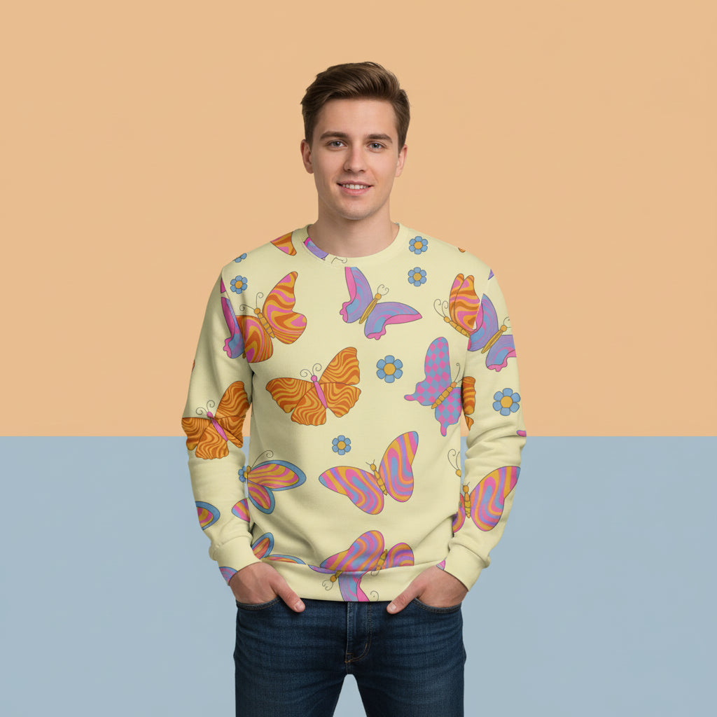Butterfly Graphic Sweater | Aesthetic Nature Pattern Unisex Pullover