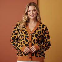Cardigan Leopard Print | Unisex Aesthetic Chic Jacquard Knit