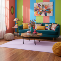 Pastel lavender large rectangular rug with a subtle textured weave and flat lay.