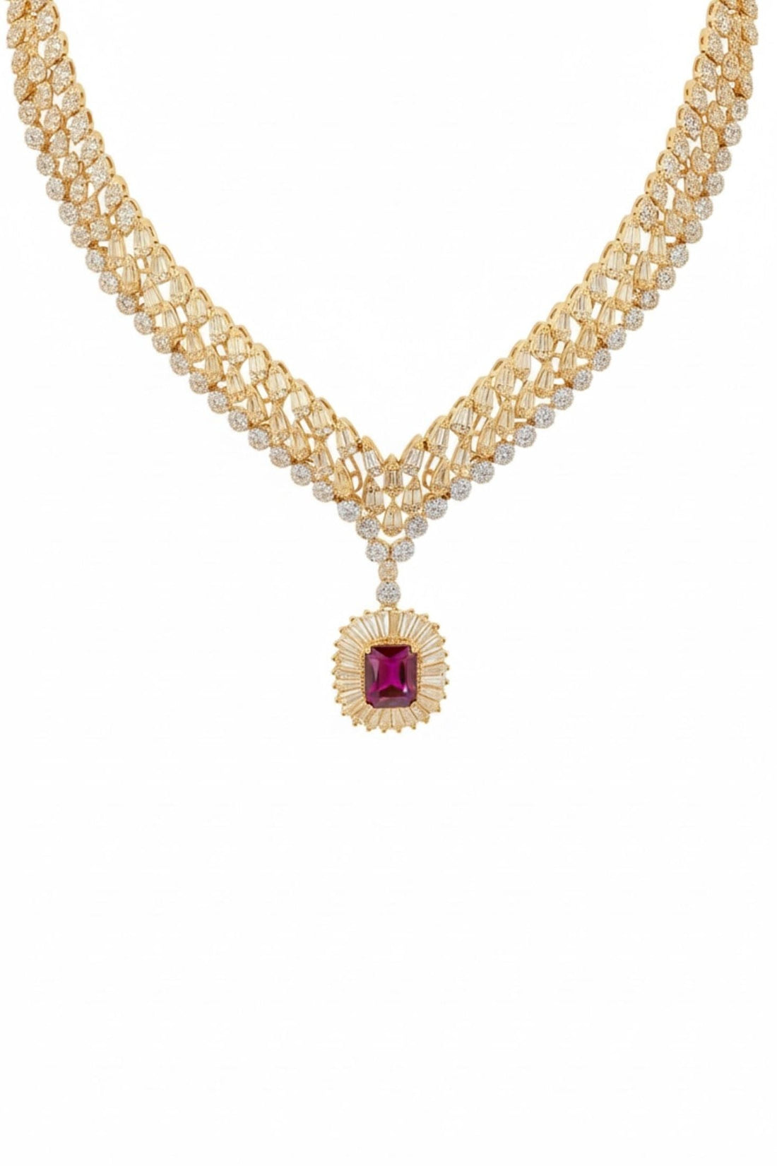 Countess Statement Ruby Necklace Gold-0