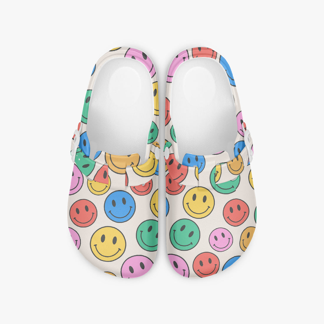 Smiley Face Funky Clogs For Women Multi Coloured Work Shoes