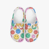 Smiley Face Funky Clogs For Women Multi Coloured Work Shoes