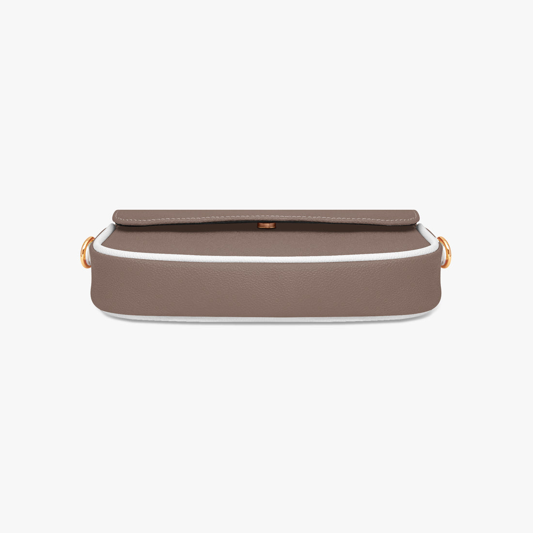 Brown leather small shoulder bag with snap flap closure and gold hardware