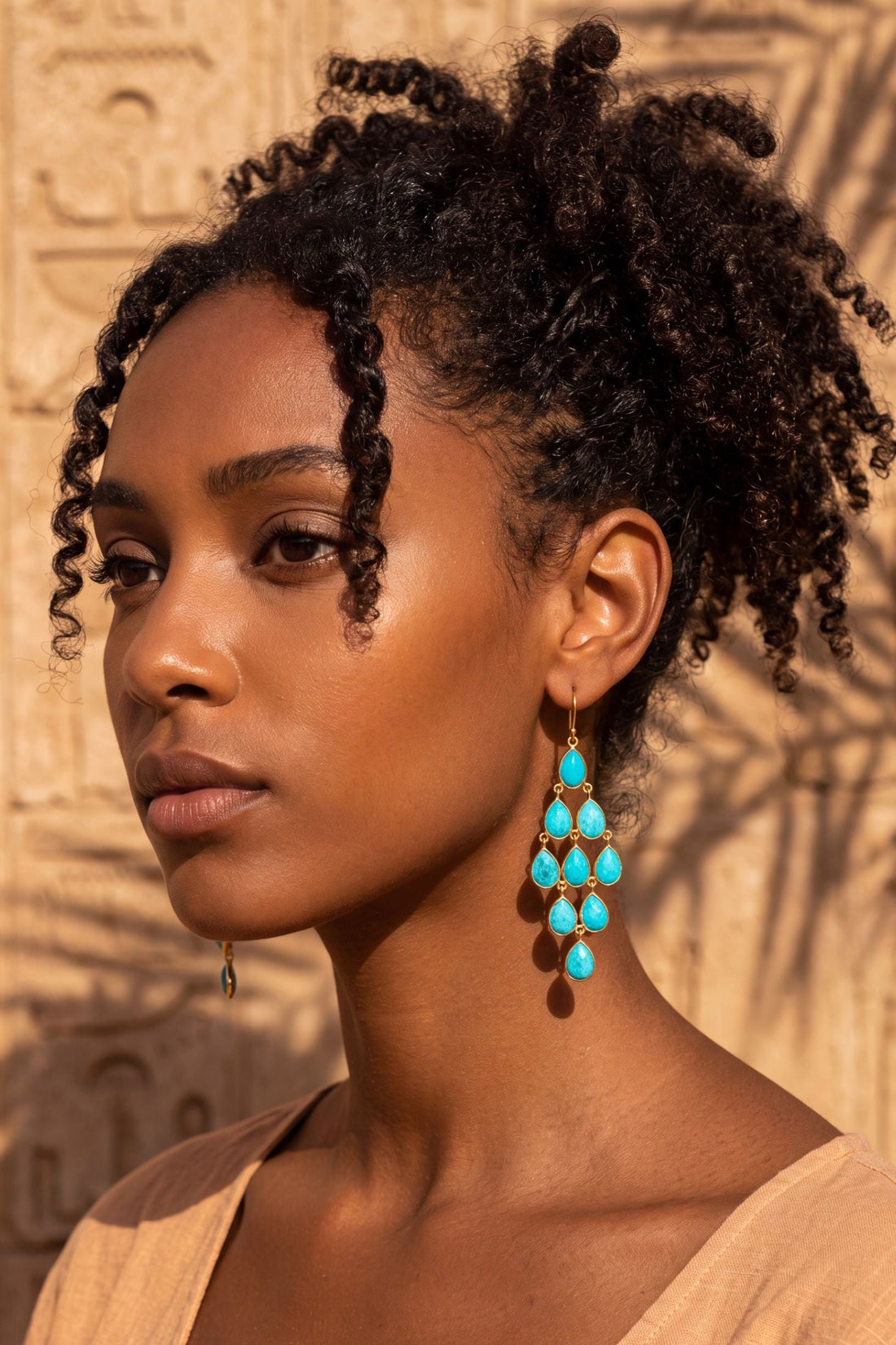 Erviola Gemstone Cascade Earrings Silver Turquoise-2