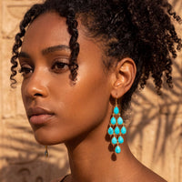 Erviola Gemstone Cascade Earrings Silver Turquoise-2