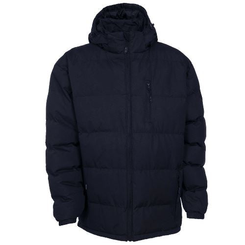 Trespass Clip navy padded hooded jacket with front zip and chest pocket