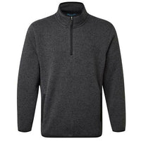 Grey men's pullover with long sleeves, stand collar and quarter-length front zip