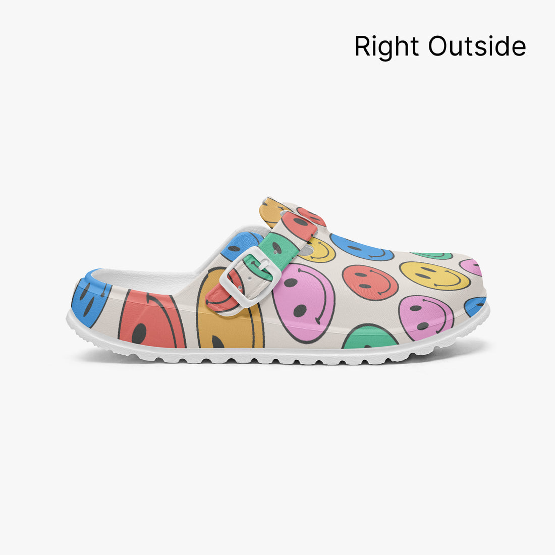 Smiley Face Funky Clogs For Women Multi Coloured Work Shoes