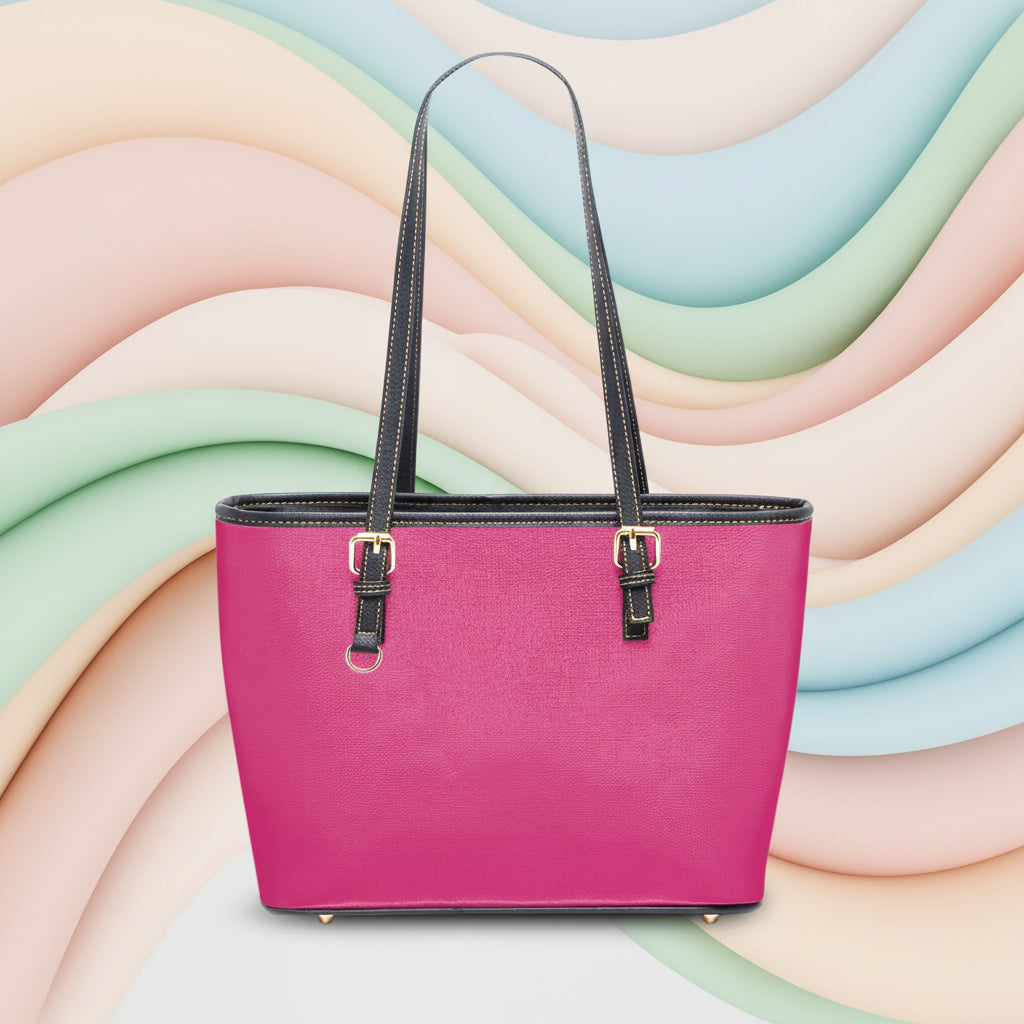 Hot Pink Tote Handbag | Pink Leather Handbag