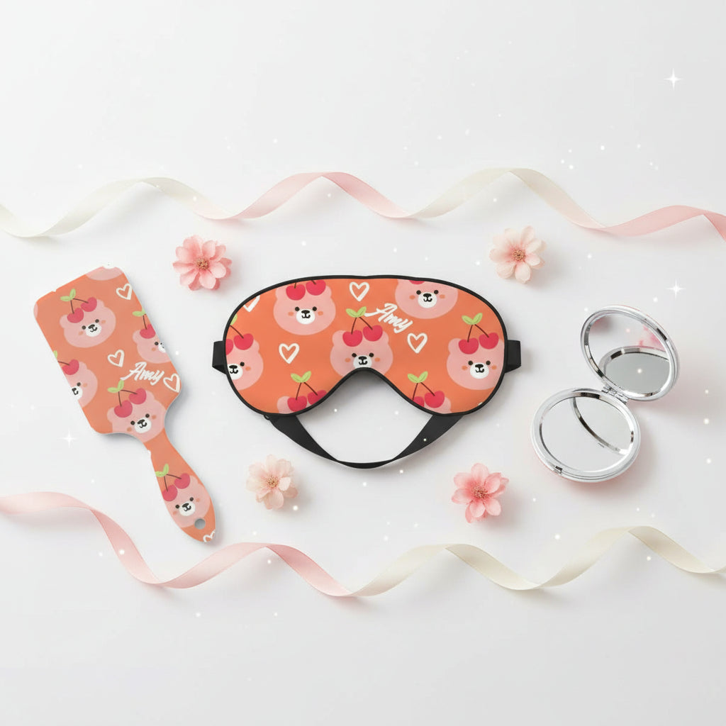 Personalized Pamper Gift Set | Teddy Bear & Cherry Print 3 Piece Kit
