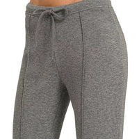 Charcoal drawstring waist pants with relaxed fit and wide straight hems