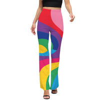 Colourful High Waist Flared Pants Women’s Retro Print Trousers