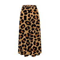 Leopard Print Skirt Midi Length Brown Classic Print with Pockets