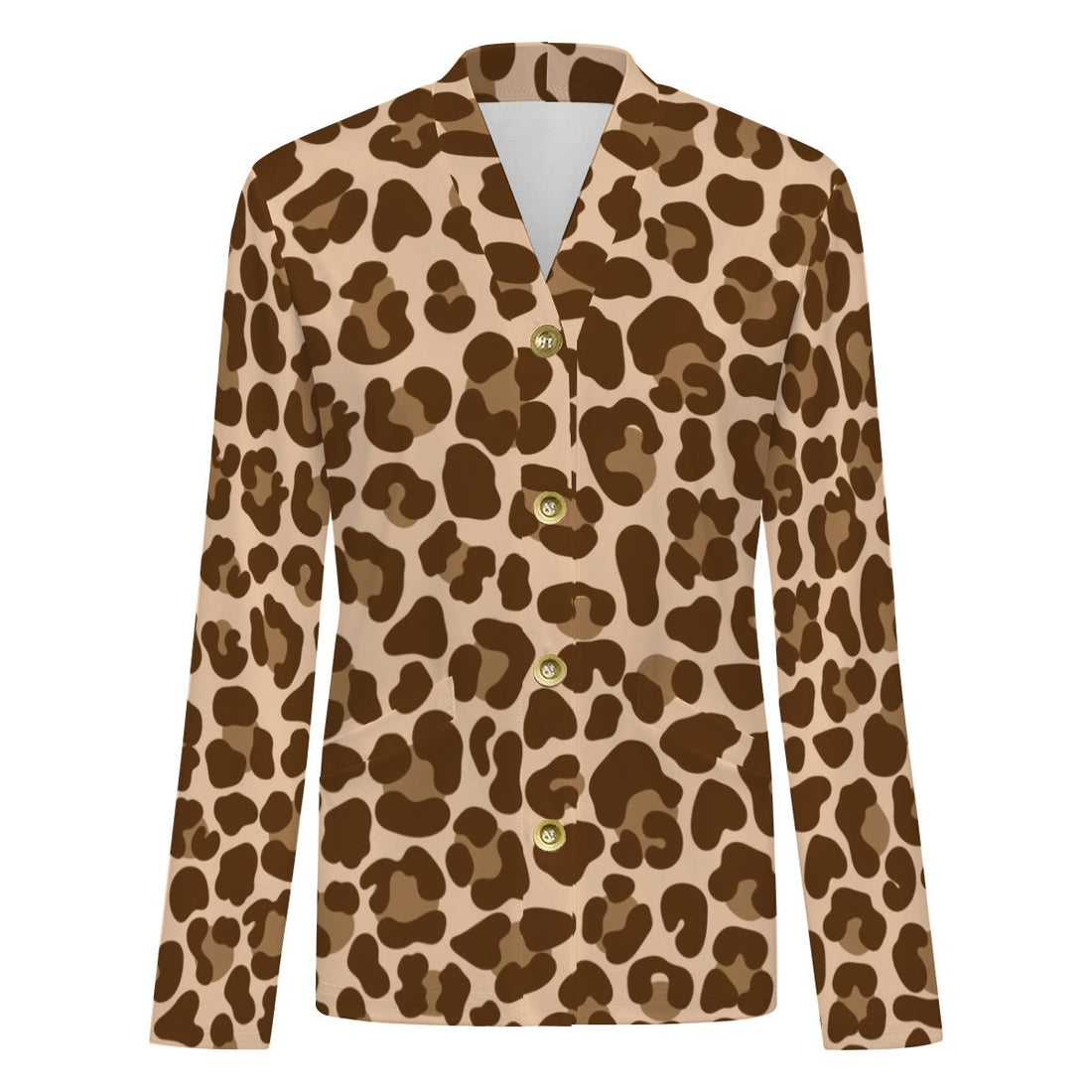 Brown Leopard Print Buttoned Cardigan