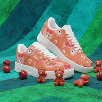 Custom Teddy Bear Low Top Sneakers | Cute Kawaii Cherry Print Shoes