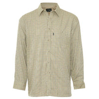 Champion men's stone check fleece-lined shirt with button front and chest pocket
