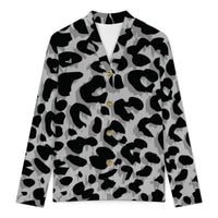 Grey Leopard Print Buttoned Cardigan